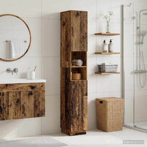 Vidaxl badkamerkast met open plank hoorn oud hout 30 x 31 x 187 cm