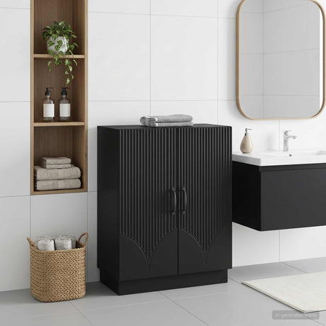 Vidaxl badkamer opbergkast hoorn zwart 59,5 x 31 x 77 cm bewerkt hout