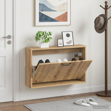 Vidaxl wandgemonteerde schoenkast hoorn 71 x 17 x 43 cm bewerkt hout