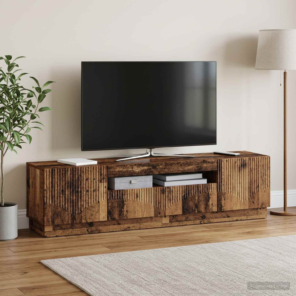Vidaxl led tv-meubel oud hout bewerkt hout