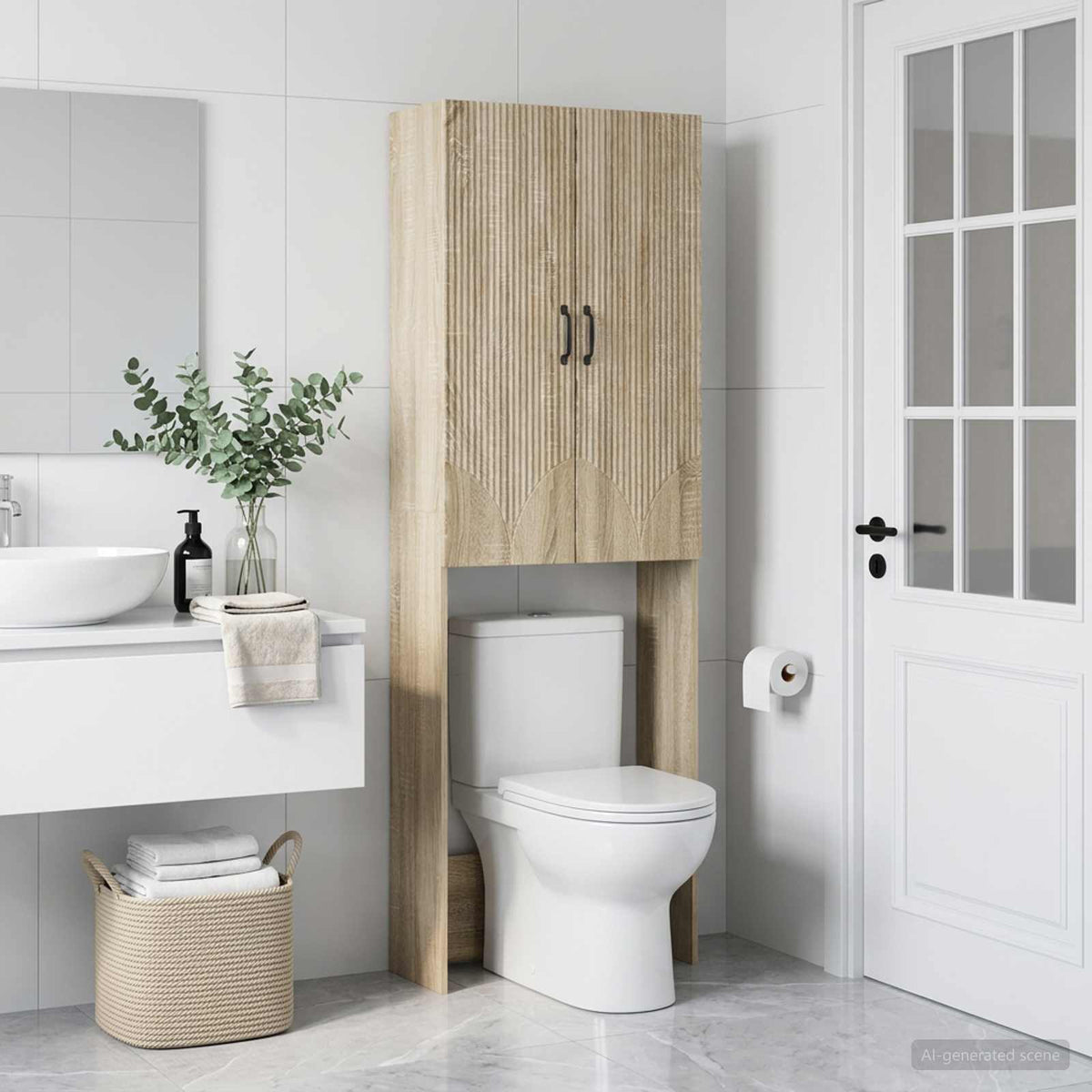 Vidaxl toiletkast hoorn sonoma eiken 66 x 25,5 x 190 cm bewerkt hout