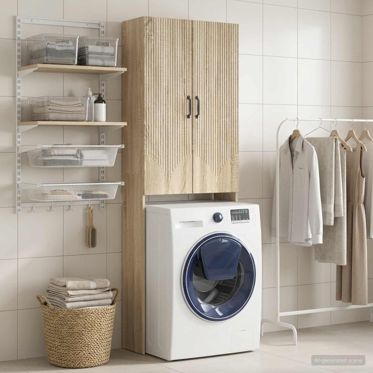 Vidaxl toiletkast hoorn sonoma eiken 66 x 25,5 x 190 cm bewerkt hout