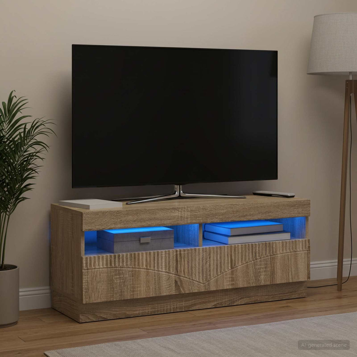 Vidaxl led tv-meubel sonoma eiken bewerkt hout