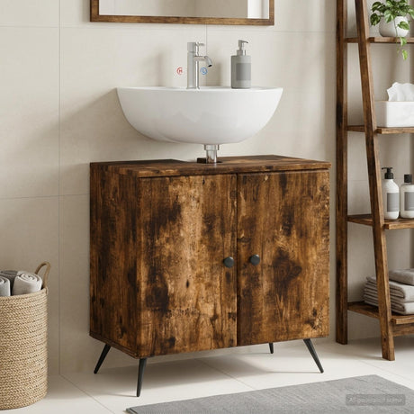 Vidaxl badkamer wastafelkast breda gerookt eiken 59,5 x 31,5 x 59 cm