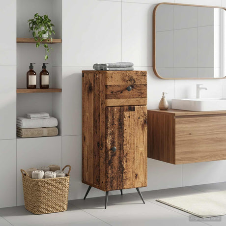 Vidaxl badkamer opbergkast breda oud hout 30 x 31 x 80 cm bewerkt hout