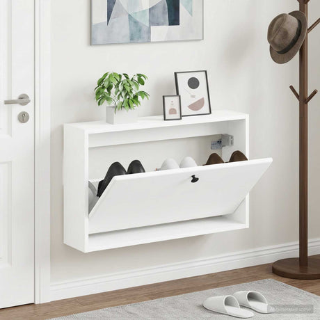 Vidaxl wandgemonteerde schoenkast breda 71 x 17 x 43 cm bewerkt hout