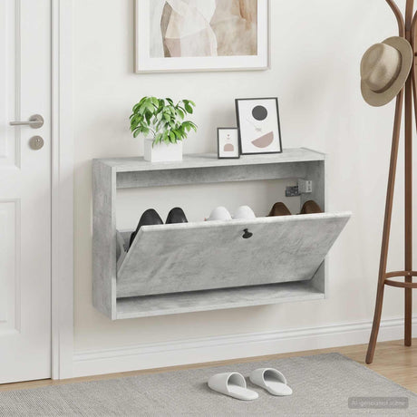Vidaxl wandgemonteerde schoenkast breda 71 x 17 x 43 cm bewerkt hout