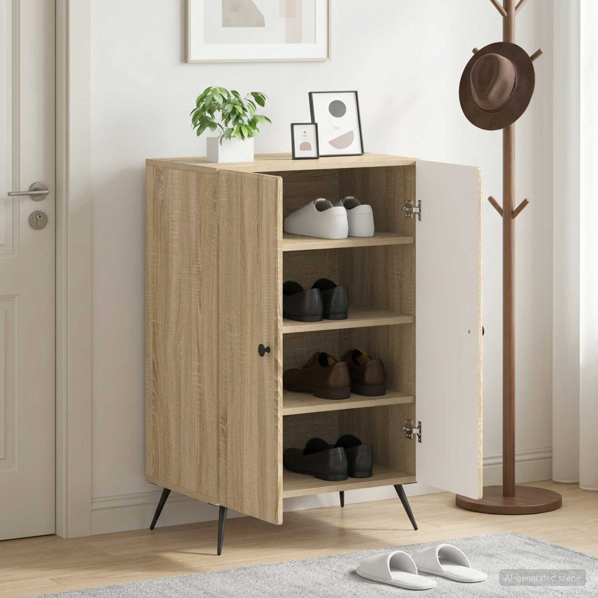 Vidaxl schoenenkast breda 59,5 x 39,5 x 90 cm bewerkt hout