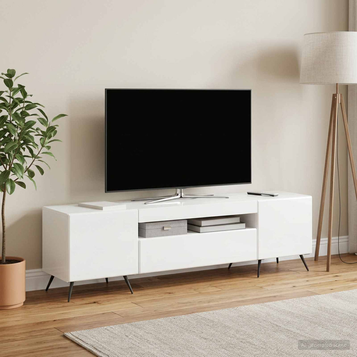 Vidaxl led tv-meubel hoogglans wit bewerkt hout
