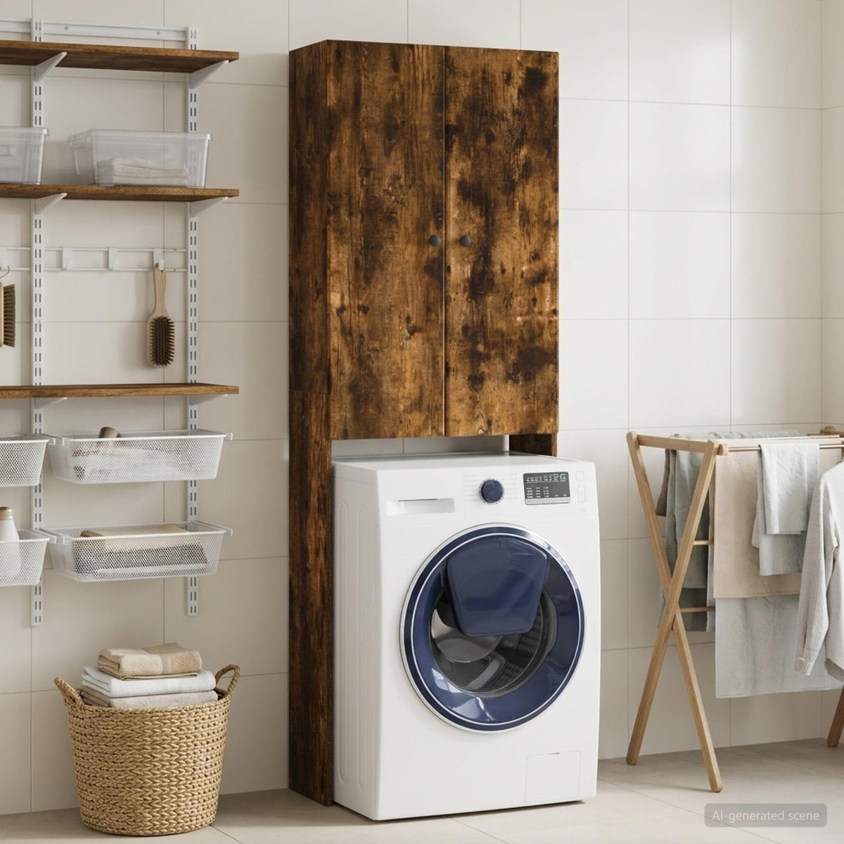 Vidaxl toiletkast breda gerookt eiken 66 x 25,5 x 190 cm bewerkt hout