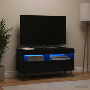 Vidaxl led tv-meubel zwart bewerkt hout