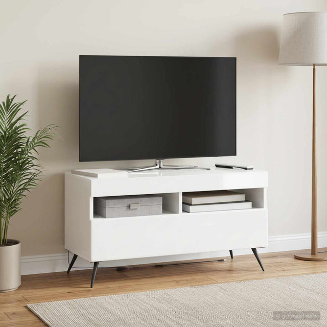 Vidaxl led tv-meubel breda hoogglans wit bewerkt hout