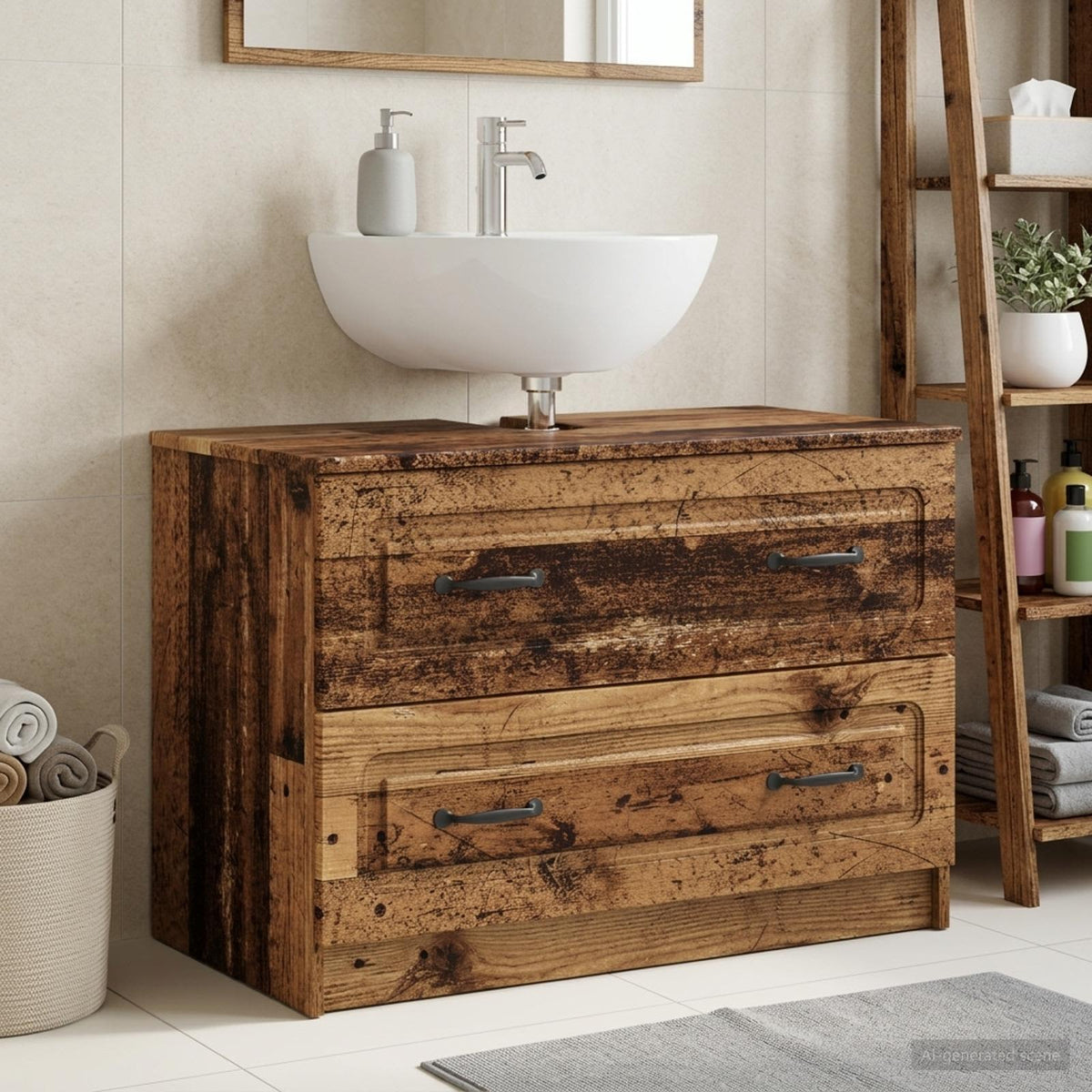 Vidaxl badkamer wastafelkast utrecht oud hout 82 x 41 x 56 cm