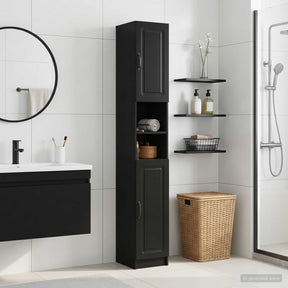 Vidaxl badkamerkast met open plank utrecht zwart 30 x 31 x 187 cm