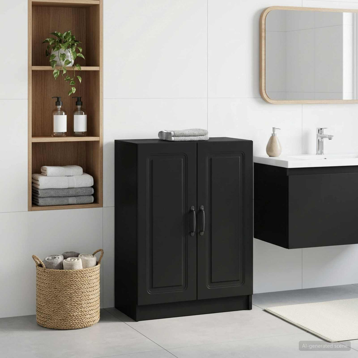 Vidaxl badkamer opbergkast utrecht zwart 59,5 x 31 x 77 cm