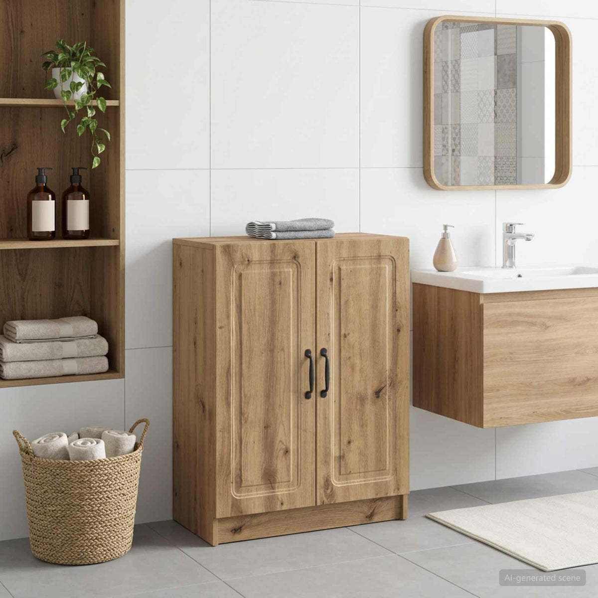 Vidaxl badkamer opbergkast utrecht artisanaal eiken 59,5 x 31 x 77 cm