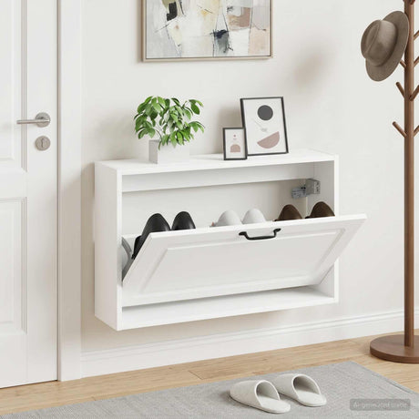 Vidaxl wandgemonteerde schoenkast utrecht 71 x 17 x 43 cm bewerkt hout