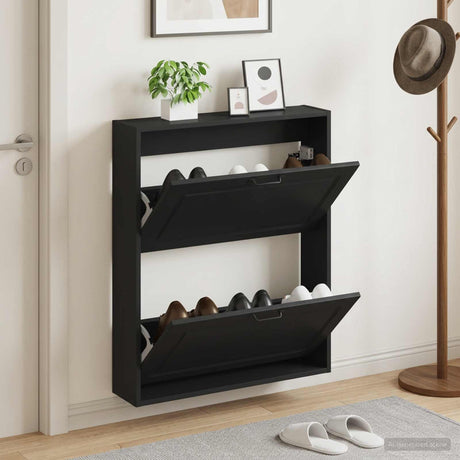 Vidaxl wandgemonteerde schoenkast utrecht 71 x 17 x 86 cm bewerkt hout