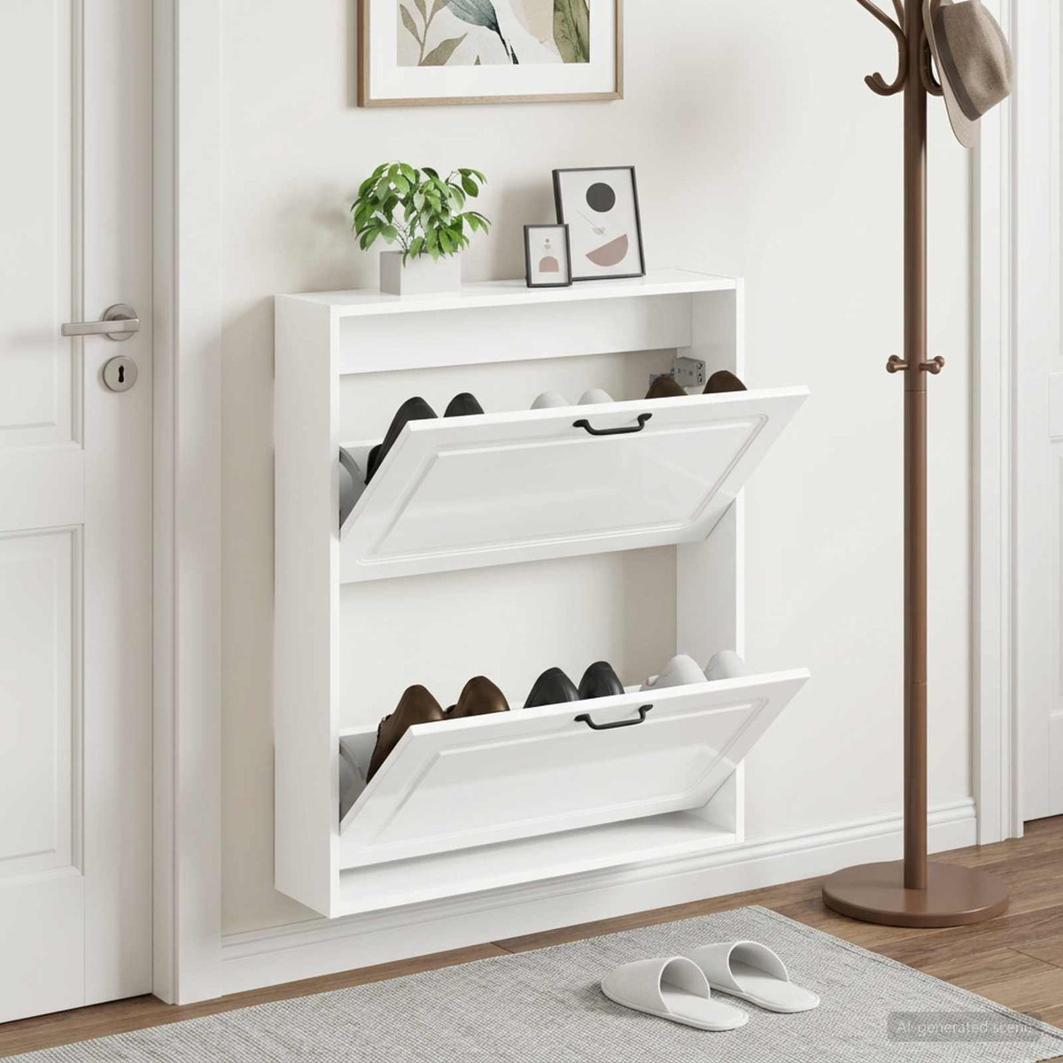 Vidaxl wandgemonteerde schoenkast utrecht 71 x 17 x 86 cm bewerkt hout