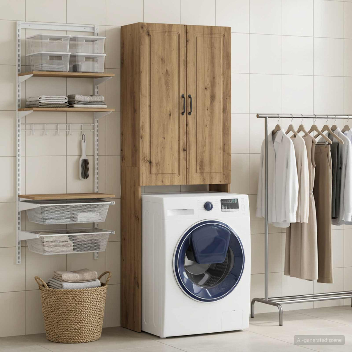 Vidaxl toiletkast utrecht artisanaal eiken 66 x 25,5 x 190 cm