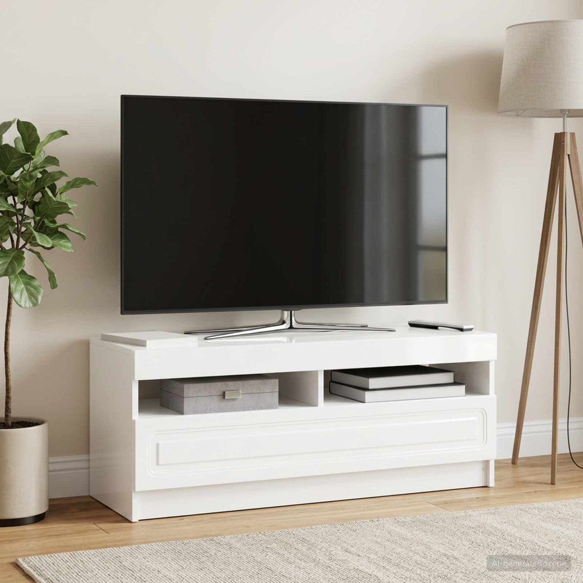 Vidaxl led tv-meubel hoogglans wit bewerkt hout