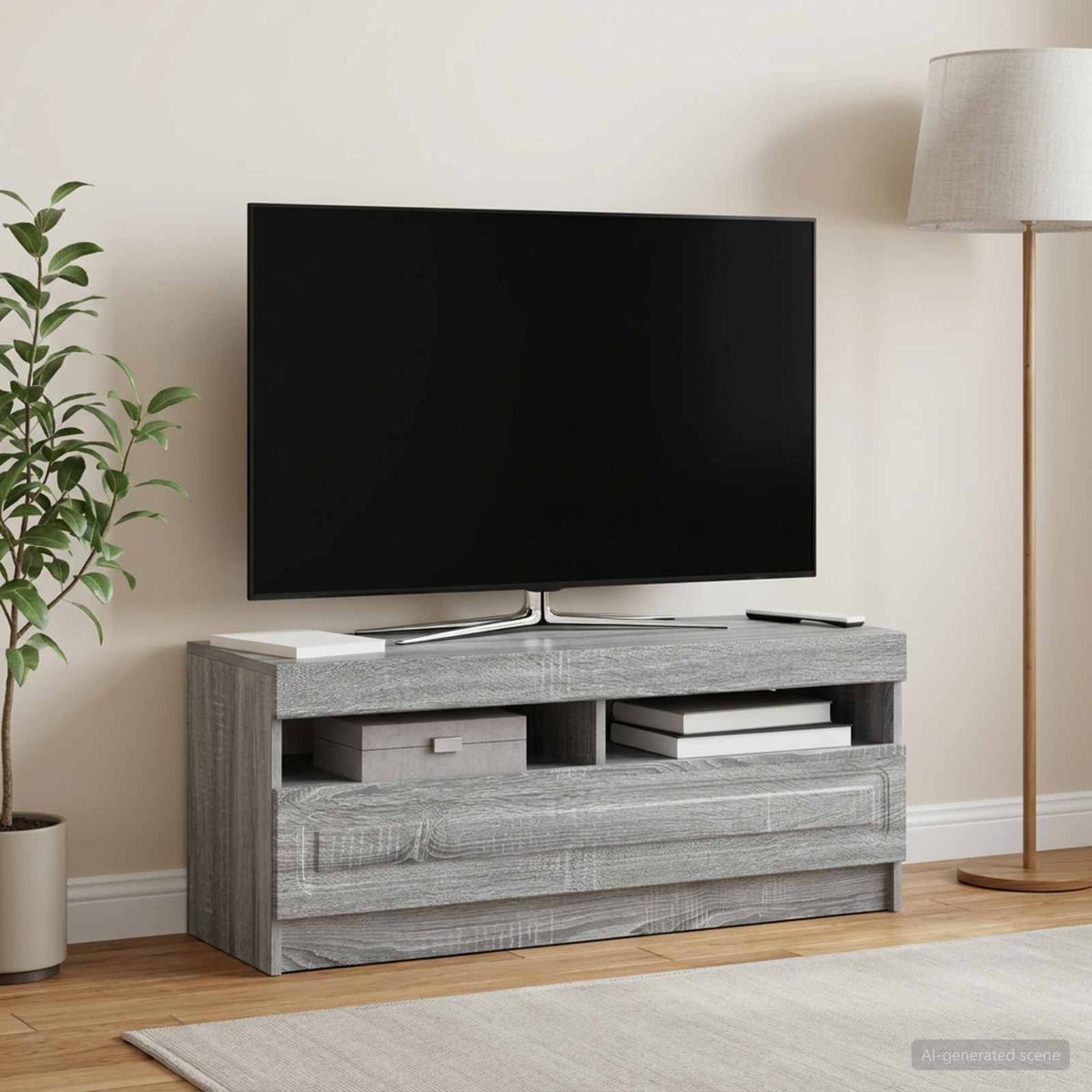 Vidaxl led tv-meubel grijs sonoma bewerkt hout