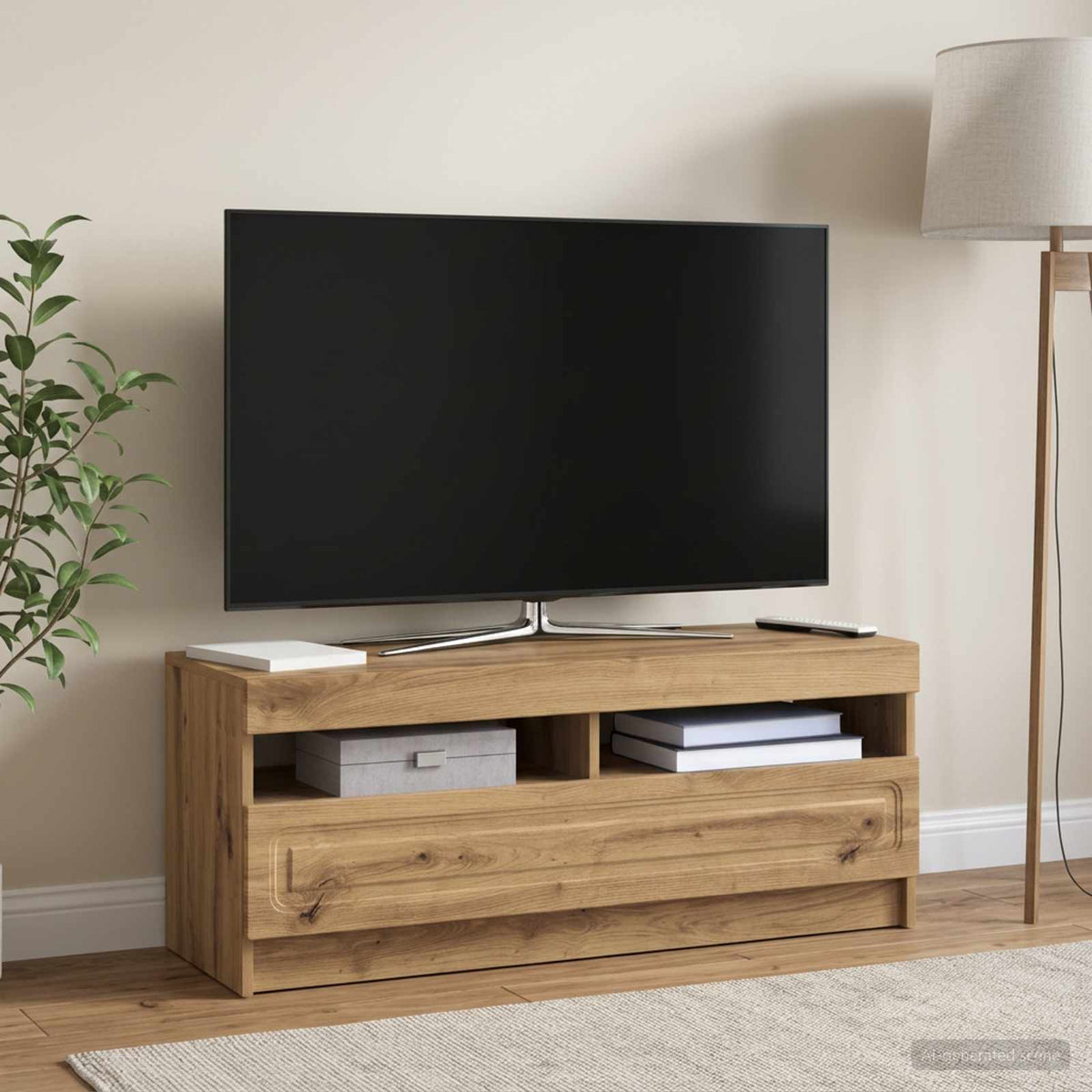 Vidaxl led tv-meubel artisanaal eiken bewerkt hout