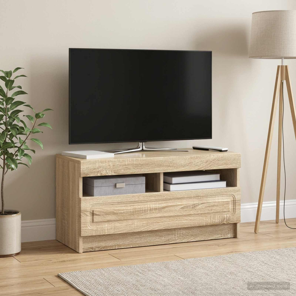 Vidaxl led tv-meubel sonoma eiken bewerkt hout