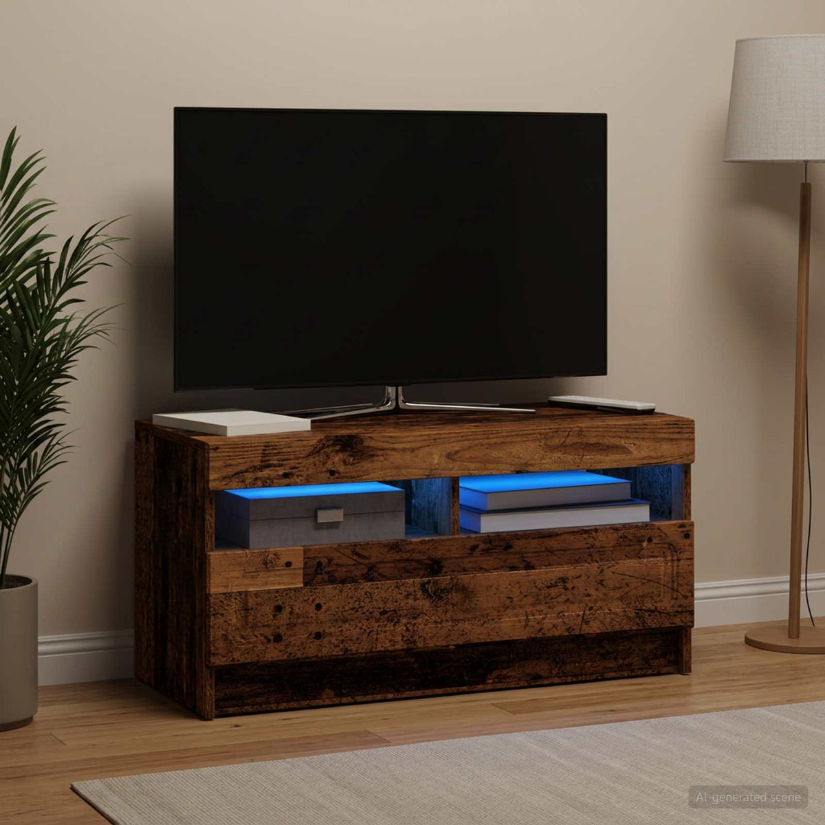 Vidaxl led tv-meubel oud hout bewerkt hout