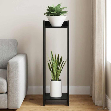 Vidaxl plantenstandaard zwart eiken 30 x 30 x 100 cm bewerkt hout