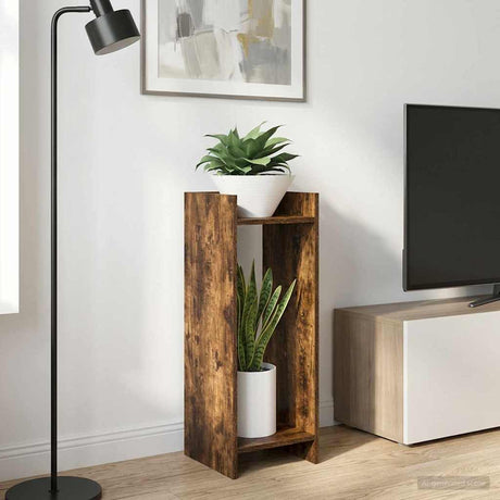 Vidaxl plantenstandaard 2 st gerookt eiken 30 x 30 x 80 cm