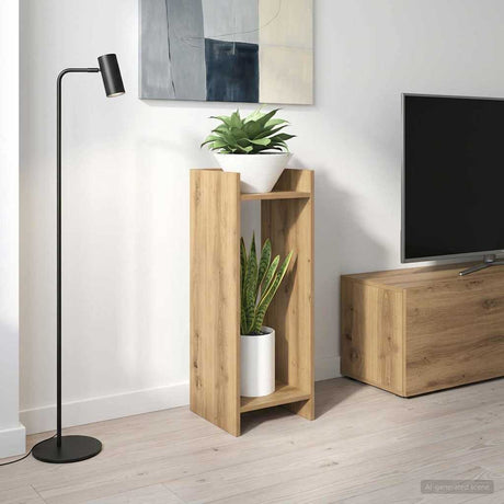 Vidaxl plantenstandaard artisanaal eiken 30 x 30 x 80 cm bewerkt hout