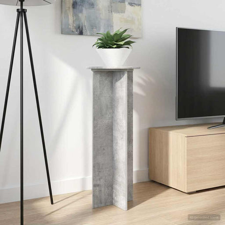 Vidaxl plantenstandaard 2 st betongrijs ø40 x 100 cm bewerkt hout