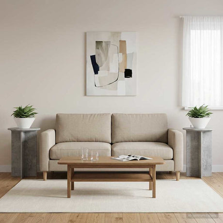 Vidaxl plantenstandaard 2 st betongrijs ø40 x 60 cm bewerkt hout