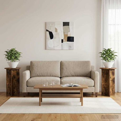 Vidaxl plantenstandaard 2 st gerookt eiken ø40 x 60 cm bewerkt hout
