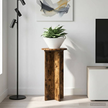 Vidaxl plantenstandaard 2 st gerookt eiken 29,5 x 29,5 x 60 cm