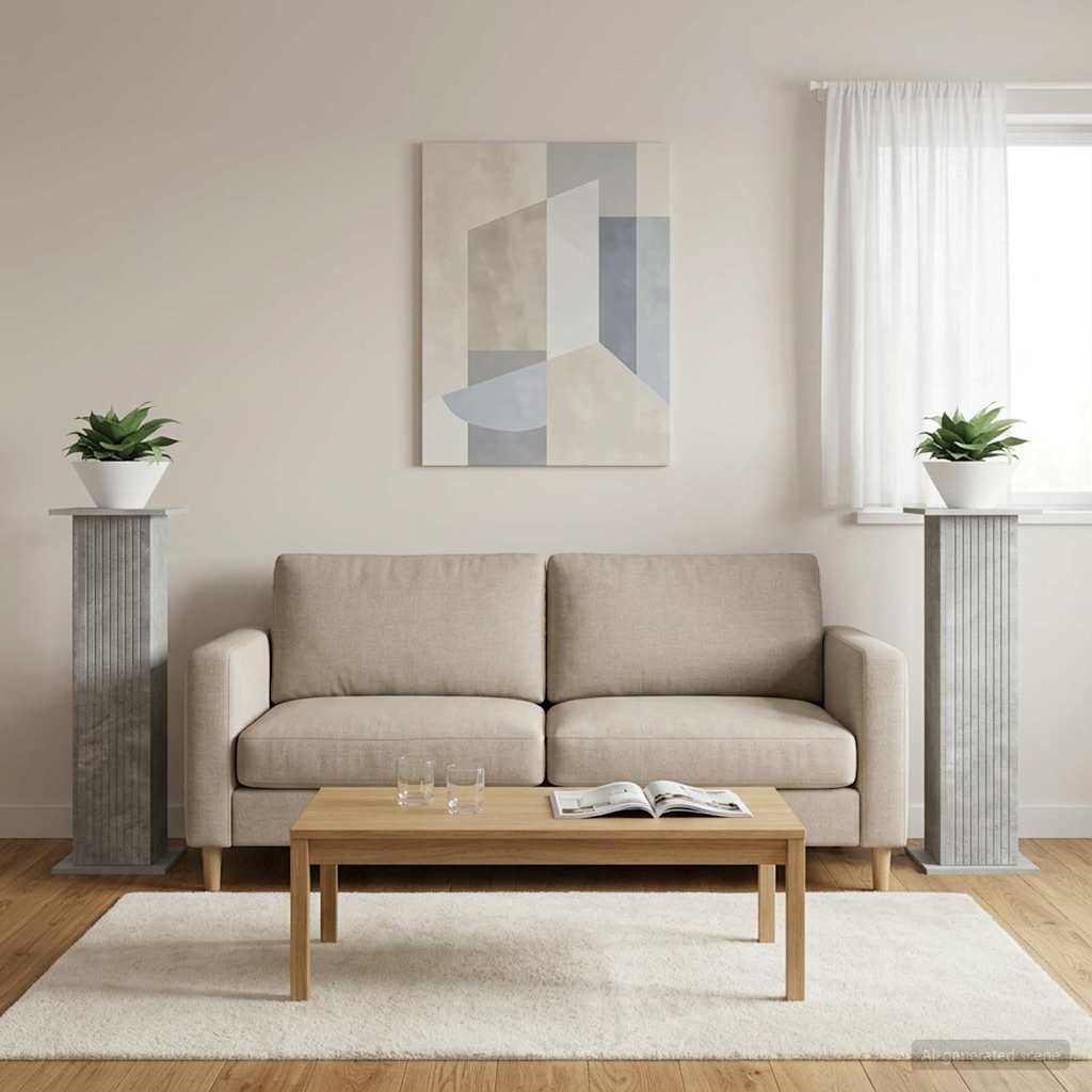 Vidaxl plantenstandaard 2 st betongrijs 30,5 x 30 x 100,5 cm