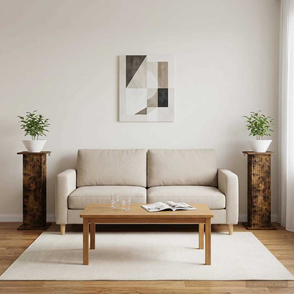 Vidaxl plantenstandaard 2 st gerookt eiken 30,5 x 30 x 80,5 cm