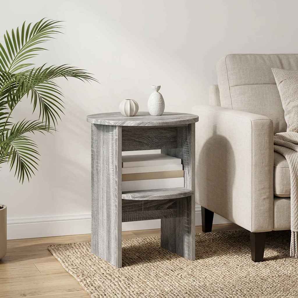 Vidaxl bijzetkast grijze sonoma ø40 x 50 cm geconstrueerd hout