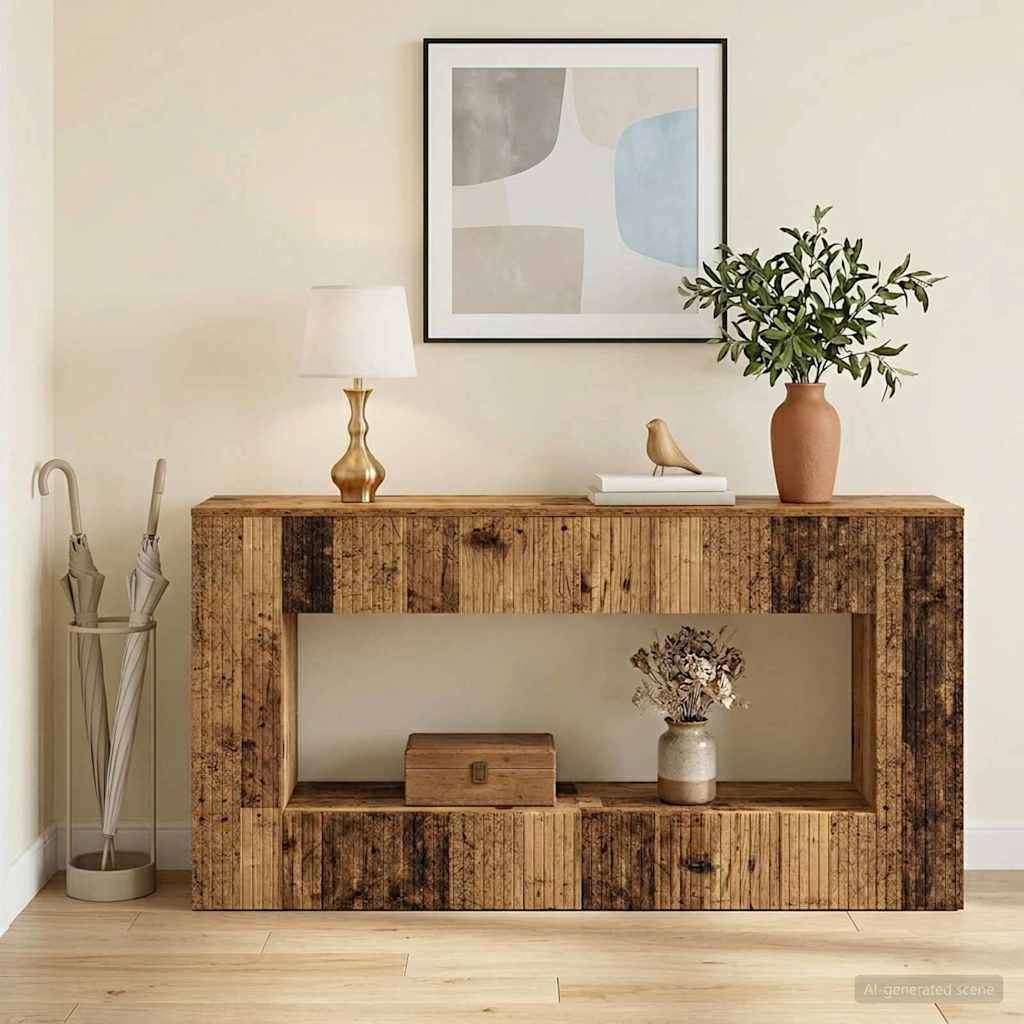 Vidaxl wandtafel oudhout 155 x 29 x 74 cm geconstrueerd hout