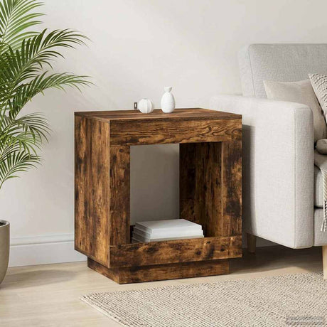 Vidaxl bijzettafel gerookt eiken 60 x 40 x 65 cm bewerkt hout