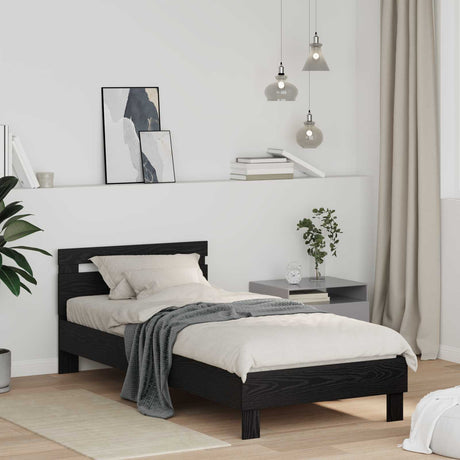 Vidaxl bedframe zwart eiken 75 x 190 cm bewerkt hout