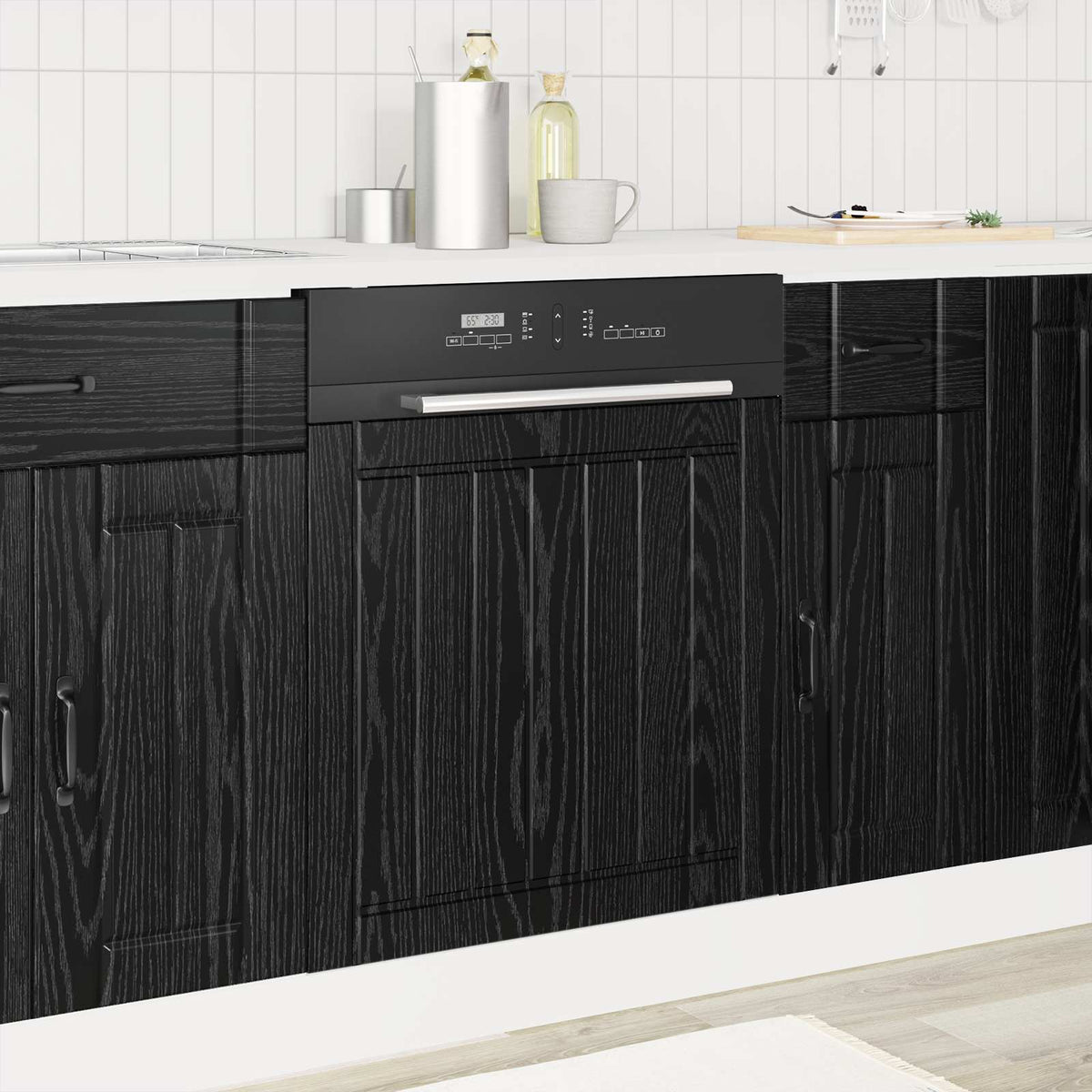 Vidaxl vaatwasserpaneel lucca zwart eiken 60 x 1,5 x 57 cm