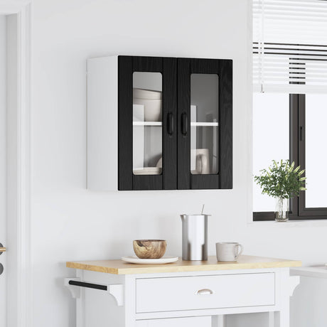 Vidaxl wandglas cabinet lucca zwart eiken 60 x 31 x 60 cm bewerkt hout