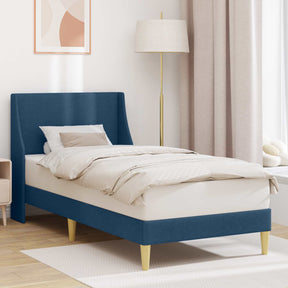 Vidaxl bedframe effen met hoofdeinde blauw 90 x 200 cm stof