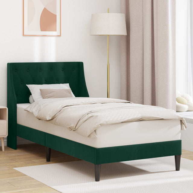 Vidaxl bedframe met hoofdeinde donkergroen 80 x 200 cm fluweel