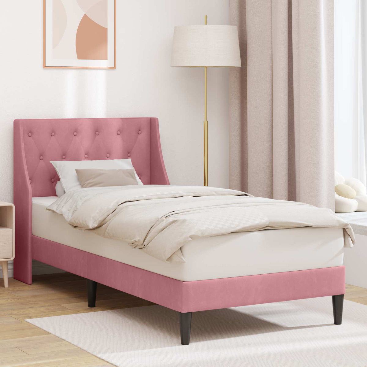 Vidaxl bedframe met hoofdeinde roze 80 x 200 cm fluweel