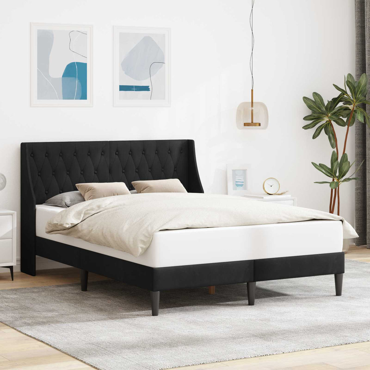 Vidaxl bedframe met hoofdeinde zwart 160 x 200 cm fluweel