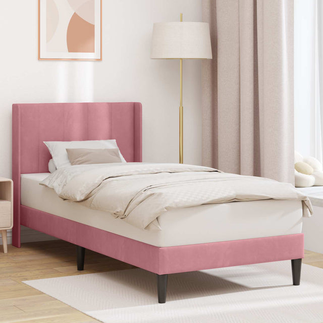 Vidaxl bedframe met hoofdeinde roze 80 x 200 cm fluweel