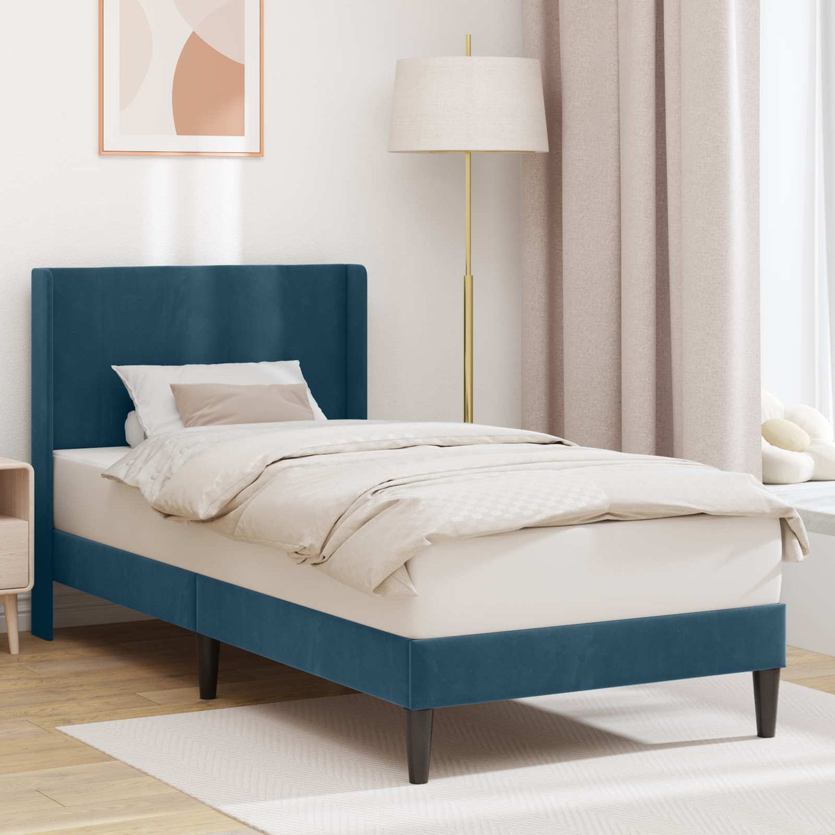 Vidaxl bedframe met hoofdeinde blauw 80 x 200 cm fluweel